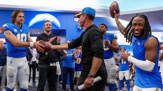 Brandon Staley Locker Room Victory Speech vs Bears  LA Chargers [upl. by Kcirdor]