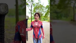 Spider girl destroys nerf guns thor hammers swords  shorts youtubeshorts funny [upl. by Aaronson]