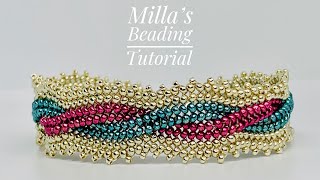 Wavy Flat Herringbone Bracelet 💎 beading tutotial DIY [upl. by Sidras]