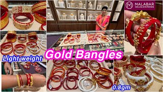 08gm onwards very light weight gold Bangles from Malabar  Sankha pola latest collections Bangles [upl. by Anifares]