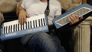 the virtual accordion app that I use but its a baldoni midi accordkeytar accordion [upl. by Airdnekal406]