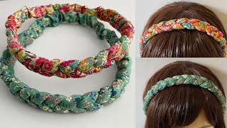 DIY Beautiful Wide Elastic Chunky Braided Headband  How to Make 3 strand Plait Fabric Hairband [upl. by Luzader626]