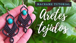 ARETES tejidos en MACRAME  Como hacer Aretes en hilo [upl. by Kirsch76]