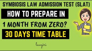 Symbiosis Law School Entrance Test How to prepare for SLAT in 1 month 30 days from Zero Strategy [upl. by Enelhtak428]