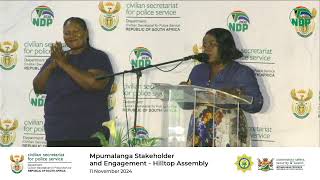 Mpumalanga Stakeholder Engagement Hilltop Assembly 11 Nov 2024 [upl. by Haggi]