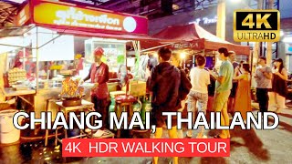 CHIANG MAI Thailand 4K Walking Tour  Night Market Street Food [upl. by Furgeson]