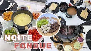 NOITE DE FONDUE EM CASA QUEIJO CARNE DOCE DE LEITE E CHOCOLATE [upl. by Otter]