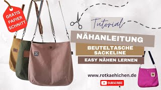 Tutorial Nähanleitung Beuteltasche Sackeline  Gratis Papierschnittmuster [upl. by Elegna]