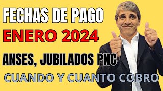 FECHAS DE COBROS DE LOS JUBILADOS Y PNC ENERO 2024 [upl. by Medovich709]