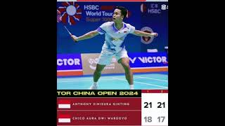 Kalakan Chiko Ginting ke r16 China Open 2024 [upl. by Yemiaj]