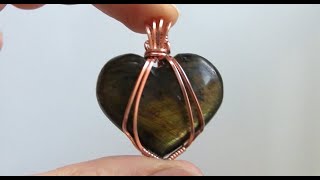 Wire Wrapped Heart Cabochon Pendant Tutorial beginner [upl. by Ynnam]