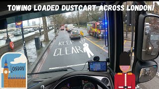 TOWING A LOADED DUSTCART ACROSS LONDON UK HEAVY RECOVERY [upl. by Oinesra]