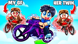 My GIRLFRIEND vs TWIN SISTER In Roblox BIKE OBBY I Spent 100000 [upl. by Woodley483]