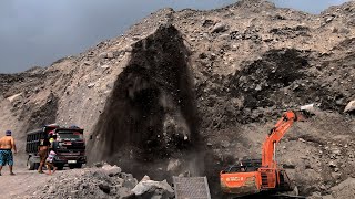 Almost Buried ⁉️ Excavator Tears Down High Rocky Cliff Daily Mining Movie [upl. by Ytsirk]