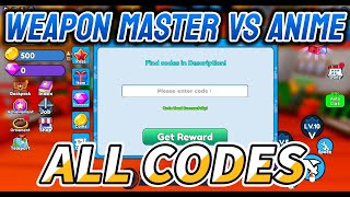 NEW All Weapon Master VS Anime Codes for July 2024 [upl. by Docia]