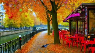 Smooth Jazz by the Canal🍁Fall Mood  Soothing Fall Jazz Music Playlist and Falling Maple Leaves [upl. by Airdnahc]