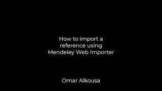 Import a reference in Mendeley using Mendeley Web Importer [upl. by Bandur]