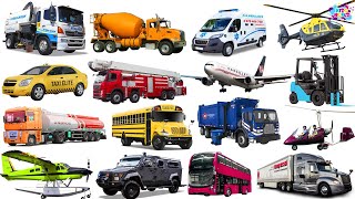 Car Truck Bus Train Taxi Airplane Street Vehicles  LEARN ENGLISH NAME OF TRANSPORTATIONS [upl. by Glennie]