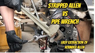 Easy Trick 😎 to Remove Stripped Allen Head Bolts with a pipe wrench as a extractor [upl. by Feodor158]