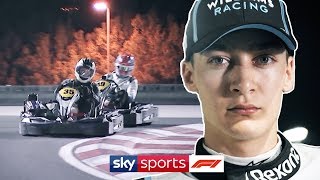 Go Karting with F1s rookies  George Russell Lando Norris amp Alex Albon [upl. by Narbig]