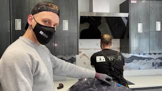 Installing a Glass Kitchen Splashback with CreoGlass Design  Crystal Stones Design [upl. by Imyaj675]