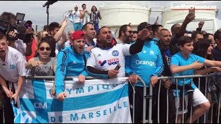 LOM en finale  plus de 150 supporters à Marignane pour féliciter les Olympiens à leur arrivée [upl. by Olivann319]