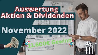 Auswertung Aktien u Immobilien November 2022  11600€ Gewinn  ImmoProjekte [upl. by Koblas602]