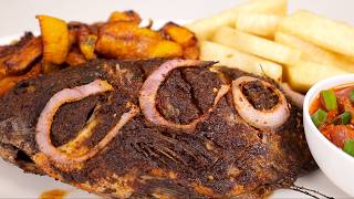 Tasty Grilled Tilapia Fish with Fried Plantains and Yam Recipe Tutorial [upl. by Aikcir915]