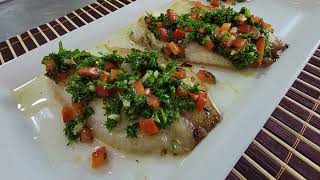 Receta  Filete de tilapia en salsa de Chimichurri  Cocinando con Jas [upl. by Falkner]