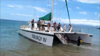 Trilogy IV loading on Kaanapali Beach during medium shorebreak [upl. by Aylward]