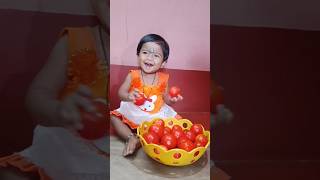 1 year old baby girl activity 😘 aaha tamatar badee mazadeer 😋 cutebabyshorts [upl. by Cagle]