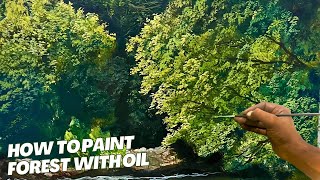 How to paint landscape with acrylic and oil realisticoilpainting painting oilartist [upl. by Anilah]