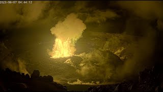 V1cam captures Kīlauea summit eruption onset in Halema‘uma‘u  June 7 2023 [upl. by Elden734]