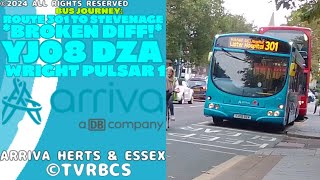 Broken Diff🚍  Bus Ride On 3751 YJ08 DZA  Arriva HampE  301 To Stevenage  Wright Pulsar 1 VDL SB200 [upl. by Dyraj]