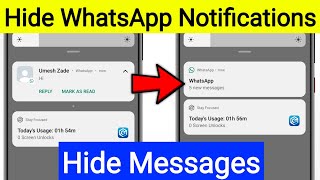 How To Hide Whatsapp Message Content  how to hide notification on whatsapp  whatsapp [upl. by Eniortna636]