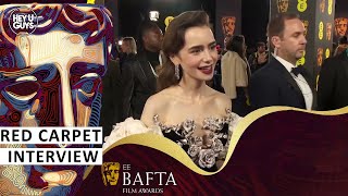 Lily Collins  BAFTA 2024 Red Carpet Interview [upl. by Nytram]