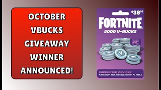 October Vbucks Giveaway Winner Announcement [upl. by Ifen]