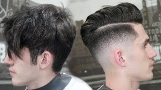 HAIRCUT TRANSFORMATION MID SKIN FADE WITH A HARD PART  I STARTED A CLOTHING BRAND [upl. by Aicenav]