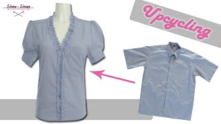 Wie Du aus einem Herrenhemd eine neue Bluse machst Upcycling​ [upl. by Anais]