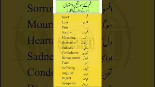 Top English vocabulary for Grief with Urdu Meaning  Grief Vocabulary  Smart Study Zone [upl. by Anawqahs]