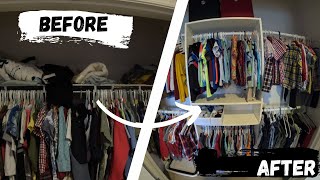 DIY Closet Makeover Transforming My Boys Closet Viral 40 Target Bookshelf Closet [upl. by Orelee]