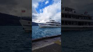 View from Neuhaus Pier at Neuhaus Golf and Strand Hotel Interlaken Switzerland 🇨🇭 travel [upl. by Naiviv]