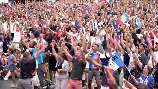 Fan zone erupts as Teddy Riner stars again as France defends its Olympic title in mixed team judo [upl. by Lawtun]