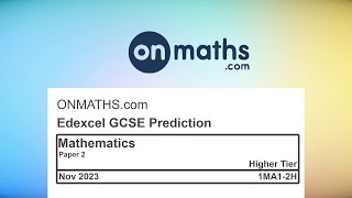 Nov 2023 Predicted Maths GCSE Paper 2 Edexcel Higher Paper 2 Calculator Exam 1MA12H [upl. by Dobbins]