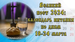 Великий пост в 2024 году календарь питания на каждый день для мирян с 18 по 24 марта [upl. by Ainitsirc102]