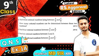 Rs Aggarwal Class 9 Chapter 1  Exercise 1A Question number 5  Number System  Md Sir Class 9 [upl. by Fawnia]