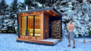 Building a MODERN SAUNA in a Winter Wonderland  Full Build [upl. by Adnyleb181]