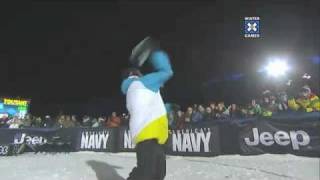 Torstein Horgmo Throws Goggles at fans Face SLOW MOTION Triple Cork X Games 2011 [upl. by Ilaw]