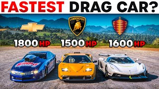 Forza Horizon 5  Pro Stock Camaro VS Lamborghini Diablo GTR VS Koenigsegg Jesko  Top 3 Fastest [upl. by Kinnie]