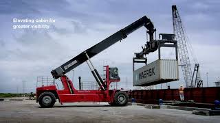 Kalmar Super Gloria reachstacker handling barges [upl. by Retep]